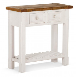 Console 2 Tiroirs Bois Blanc 80x30x75cm