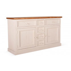 Buffet 6 Tiroirs Bois Blanc 160x45x90cm