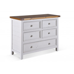 Commode 5 Tiroirs Bois Blanc 100x45x80cm