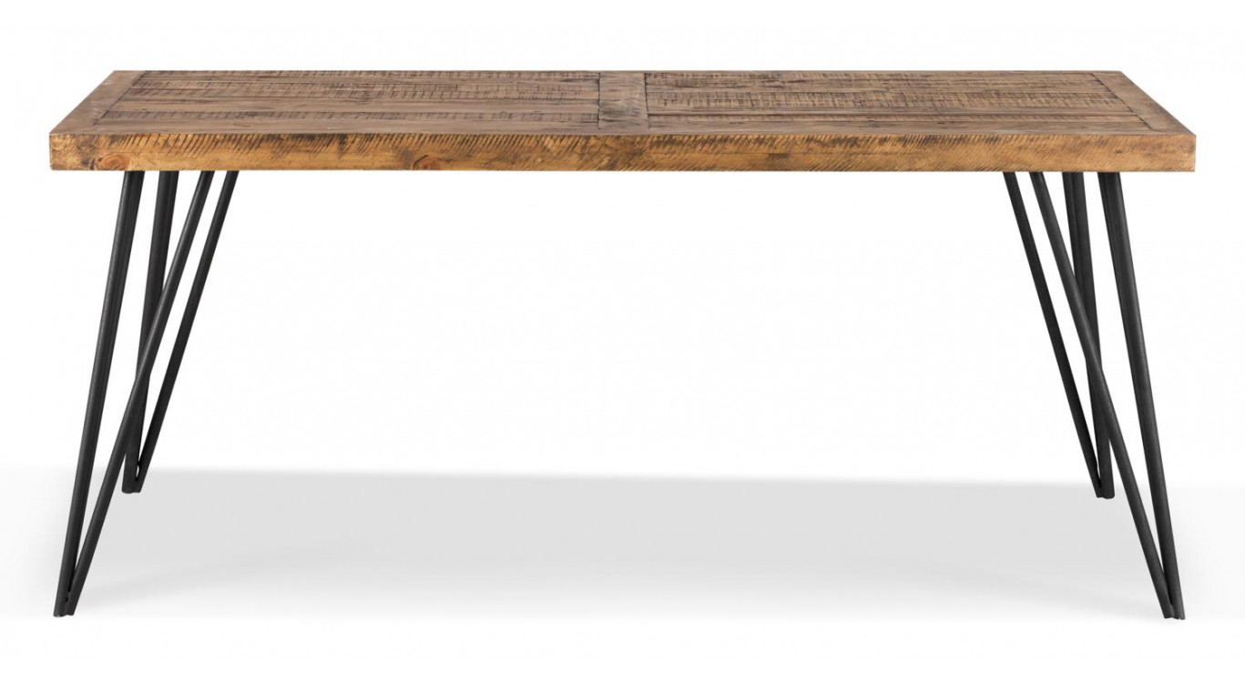 Table à Manger Bois Métal Marron 180x90x76cm