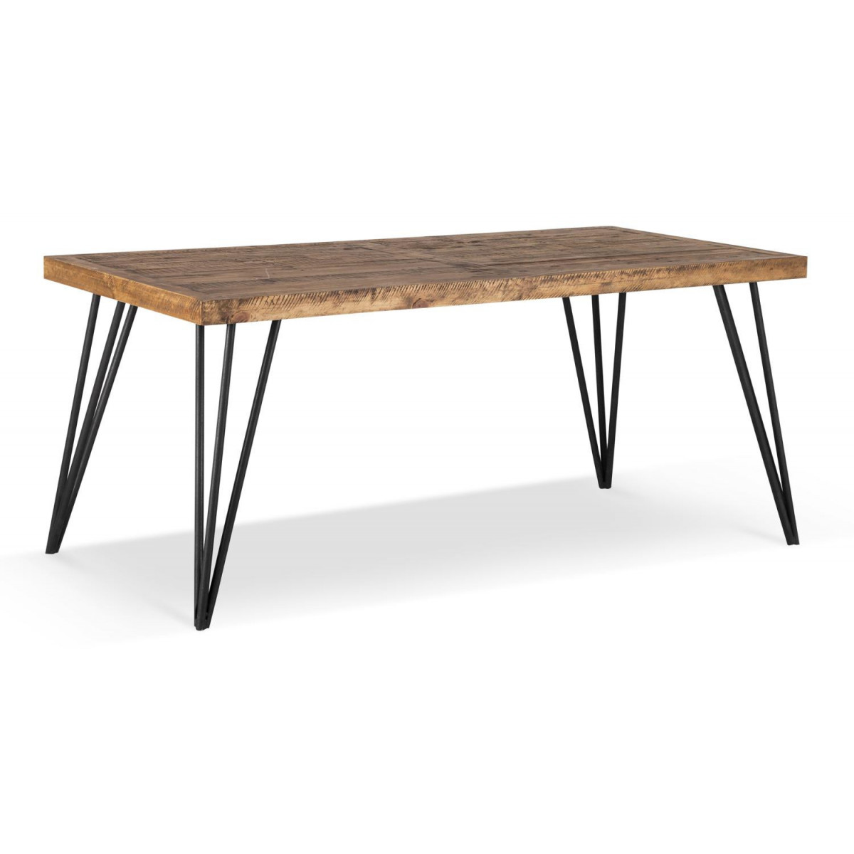 Table à Manger Bois Métal Marron 180x90x76cm