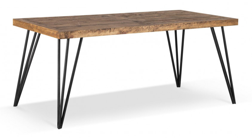 Table à Manger Bois Métal Marron 180x90x76cm