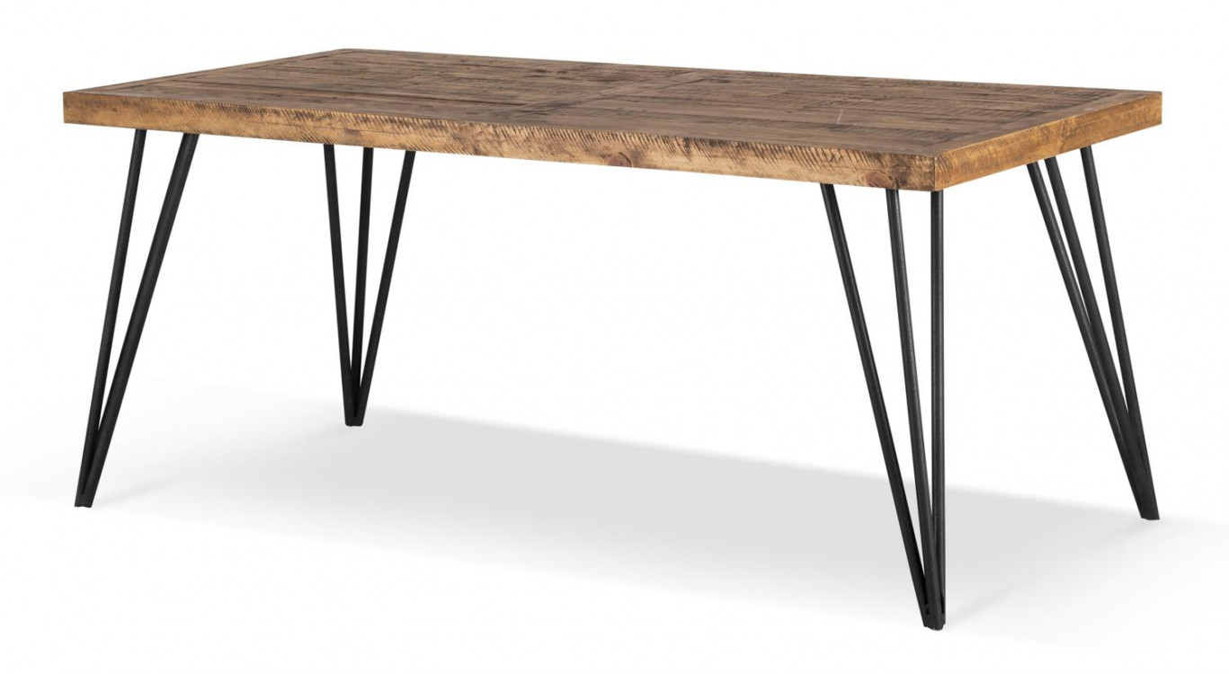 Table à Manger Bois Métal Marron 180x90x76cm