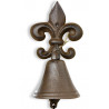 Cloche Fleur de Lys Fonte Marron 10x10.5x20.5cm