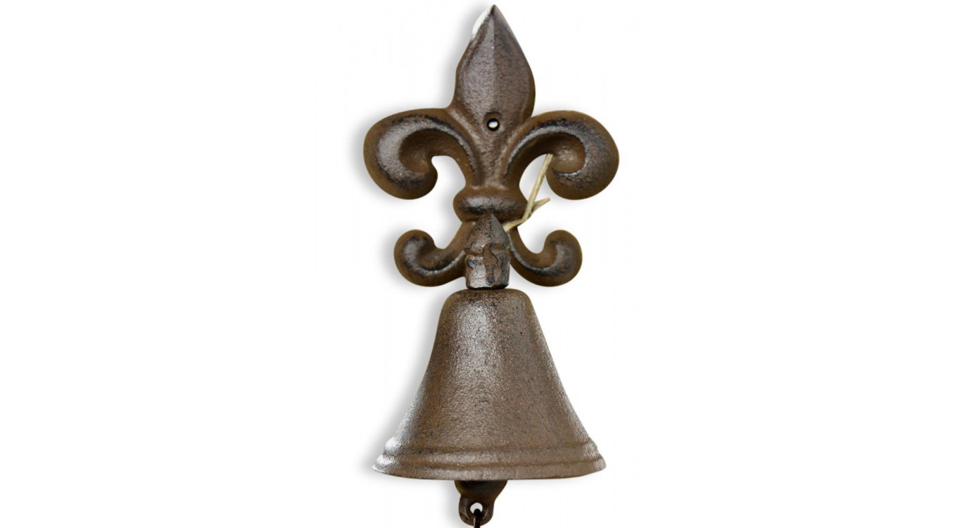 Cloche Fleur de Lys Fonte Marron 10x10.5x20.5cm