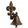 Cloche Fleur de Lys Fonte Marron 10x10.5x20.5cm