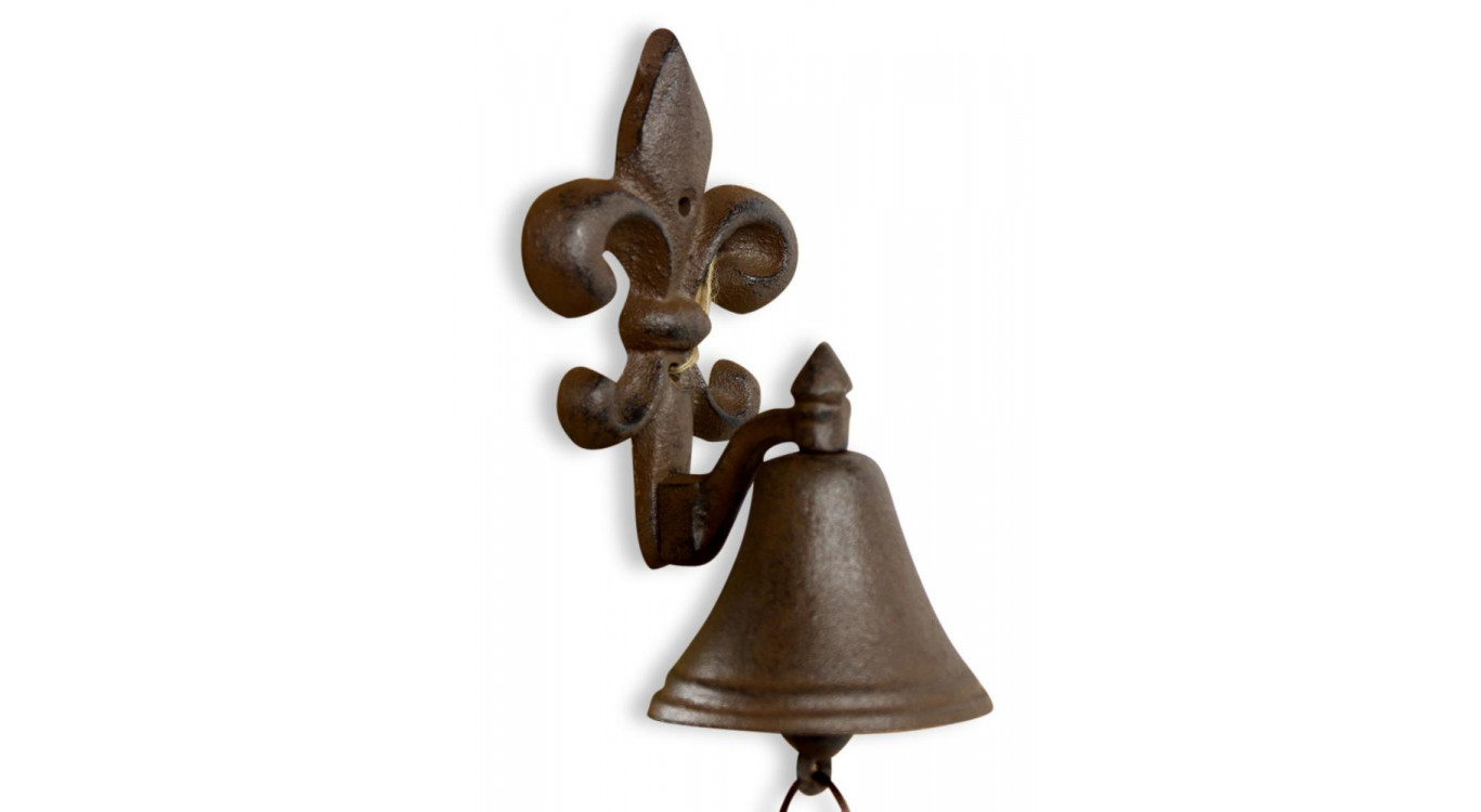 Cloche Fleur de Lys Fonte Marron 10x10.5x20.5cm