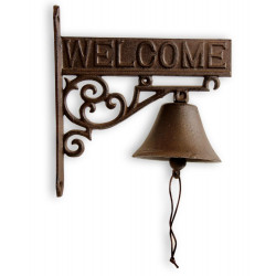 Cloche Welcome Fonte Marron 21.5x11x23cm