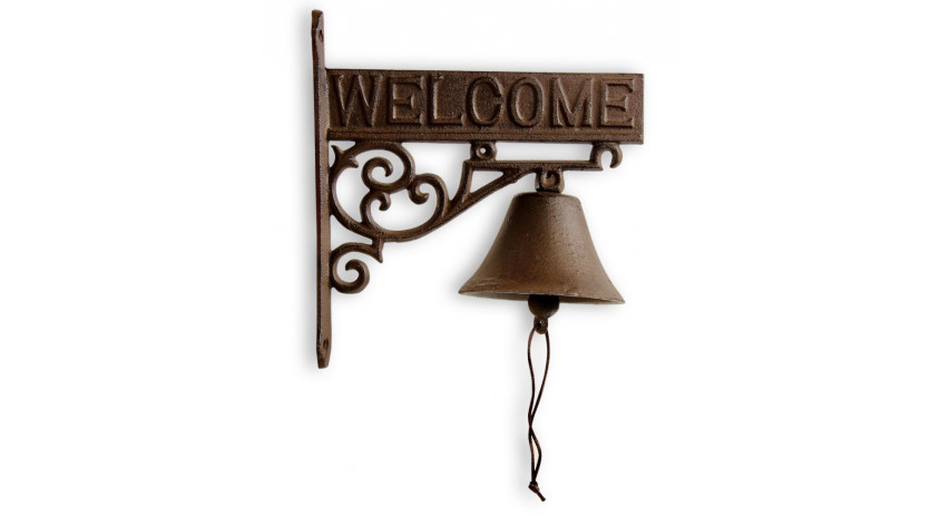 Cloche Welcome Fonte Marron 21.5x11x23cm