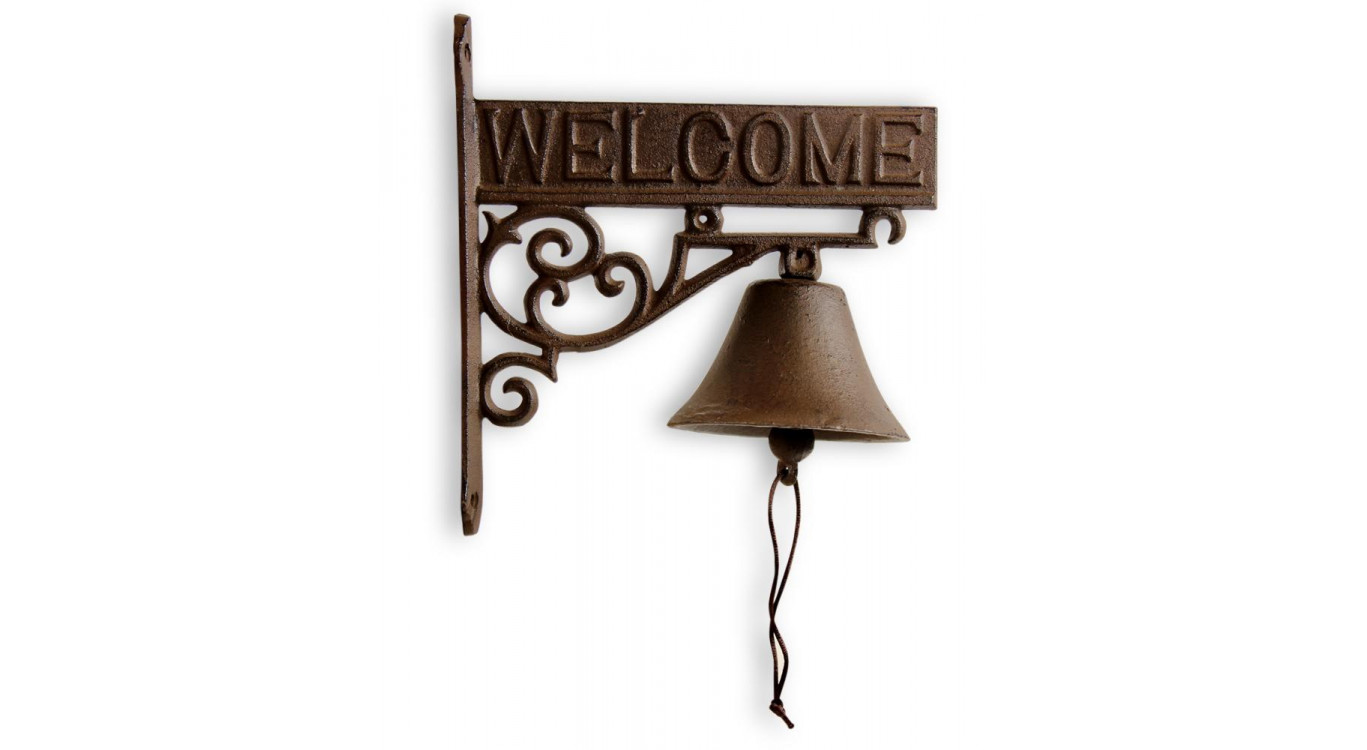 Cloche Welcome Fonte Marron 21.5x11x23cm