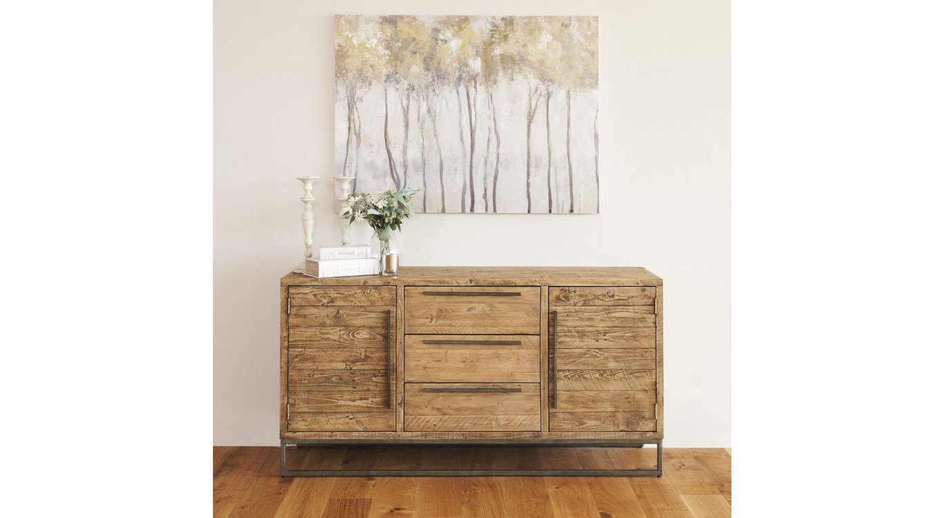 Sideboard mit 3 Schubladen Holz Metall Braun 157.5x45x81cm