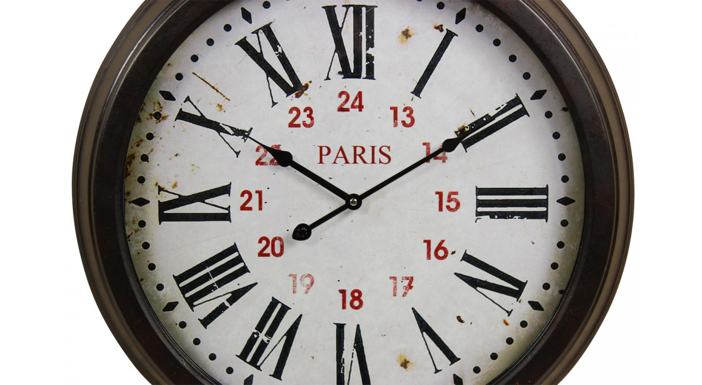 Horloge Ancienne Murale Paris Métal Blanc 58cm