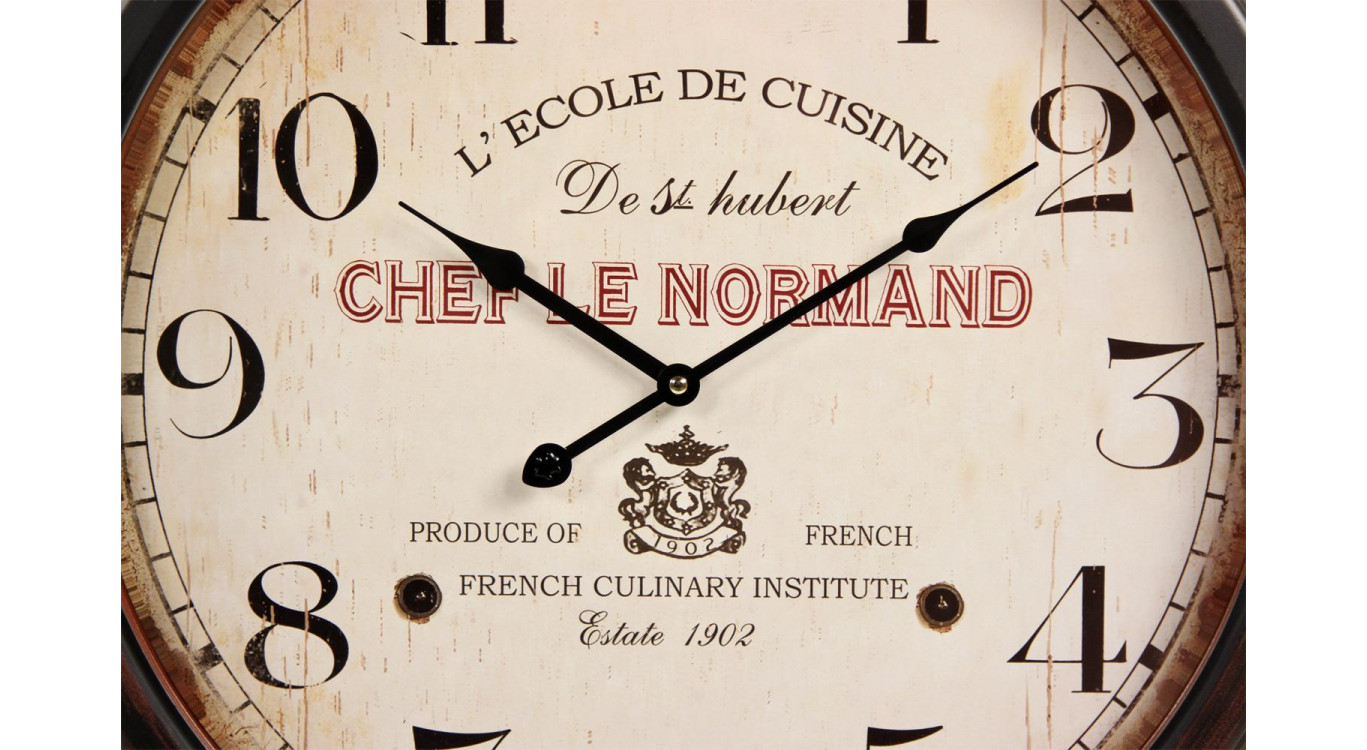 Horloge Ancienne Murale L'Ecole de Cuisine de St Hubert Métal Blanc 58cm