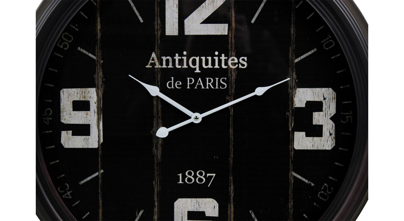 Horloge Ancienne Murale Antiquités de Paris Métal Noir 62cm