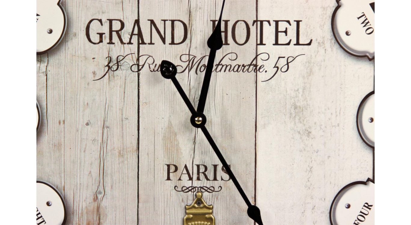 Horloge Ancienne Balancier Grand Hôtel Montmartre Bois Blanc 58cm