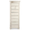 Meuble Semainier Chiffonnier Grainetier Bois Cerusé Blanc 8 Tiroirs Nu 54.5x33x146.5cm