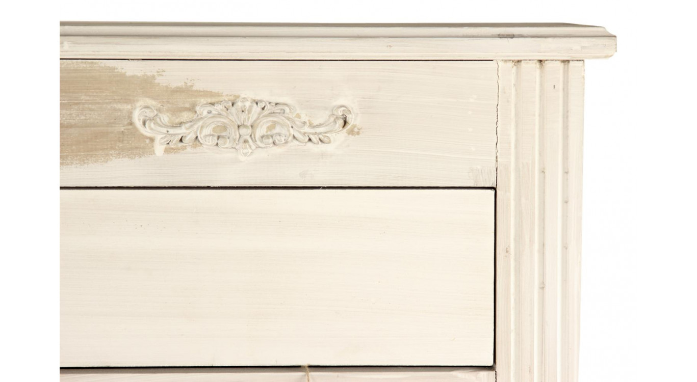 Meuble Semainier Chiffonnier Grainetier Bois Cerusé Blanc 8 Tiroirs Nu 54.5x33x146.5cm