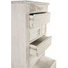 Meuble Semainier Chiffonnier Grainetier Bois Cerusé Blanc 8 Tiroirs Nu 54.5x33x146.5cm