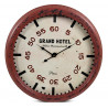 Horloge Ancienne Murale Grand Hôtel Métal Rouge-Bordeaux 62cm