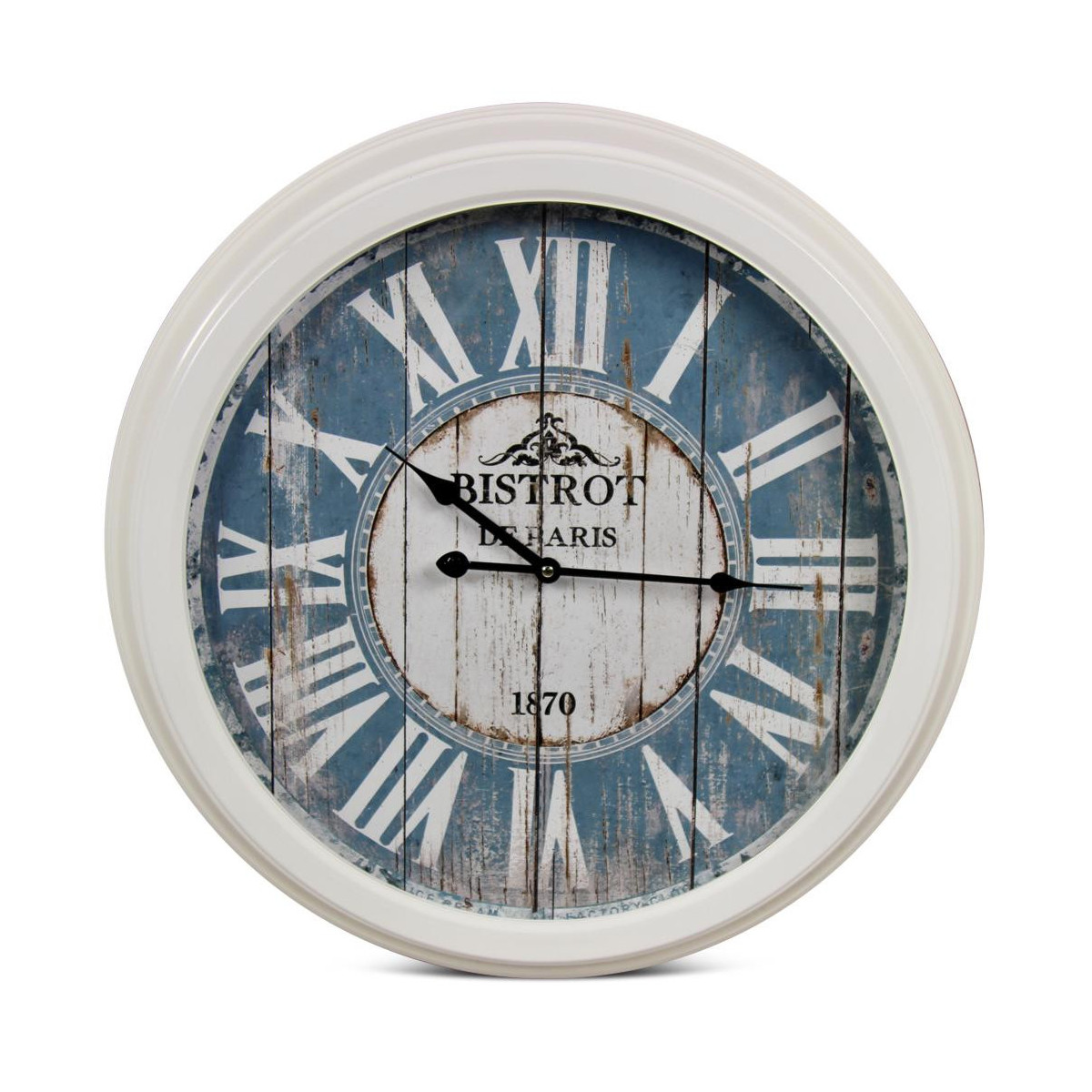 Horloge Ancienne Murale Bistrot de Paris Métal Bleu 58cm