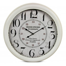 Horloge Ancienne Murale Grande Epicerie de Monmartre Métal Blanc 62cm