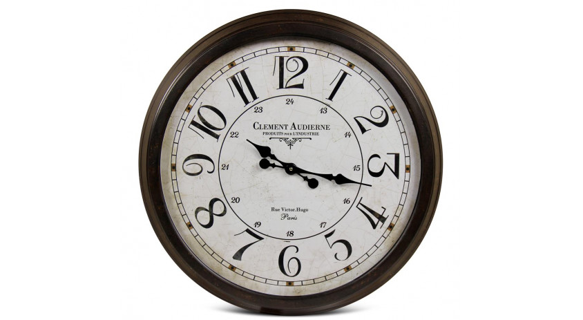 Grande Horloge Ancienne Murale Clément Audierne Métal Blanc 70cm