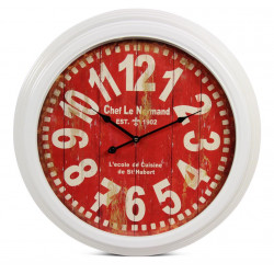 Horloge Ancienne Murale Chef Le Normand Métal Rouge-Bordeaux 58cm