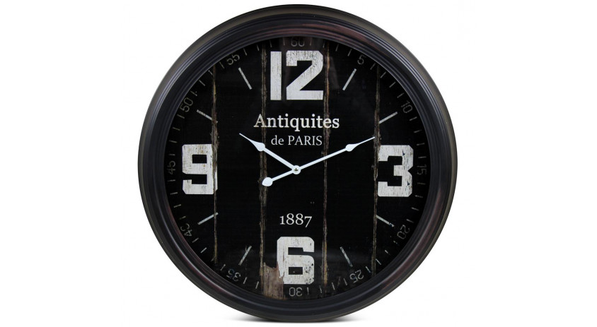 Horloge Ancienne Murale Antiquités de Paris Métal Noir 62cm