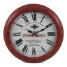 Horloge Ancienne Murale Eau Quinine Tonique Métal Rouge-Bordeaux 47cm