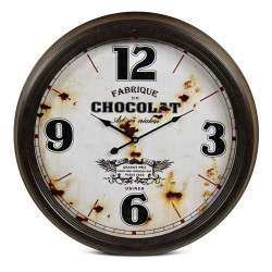 Horloge Ancienne Murale Fabrique de Chocolat Métal Blanc 62cm