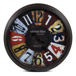 Grande Horloge Ancienne Murale Antiquités Métal Multicolore 70cm