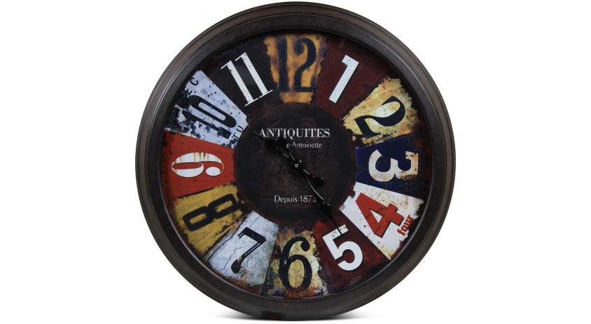 Grande Horloge Ancienne Murale Antiquités Métal Multicolore 70cm