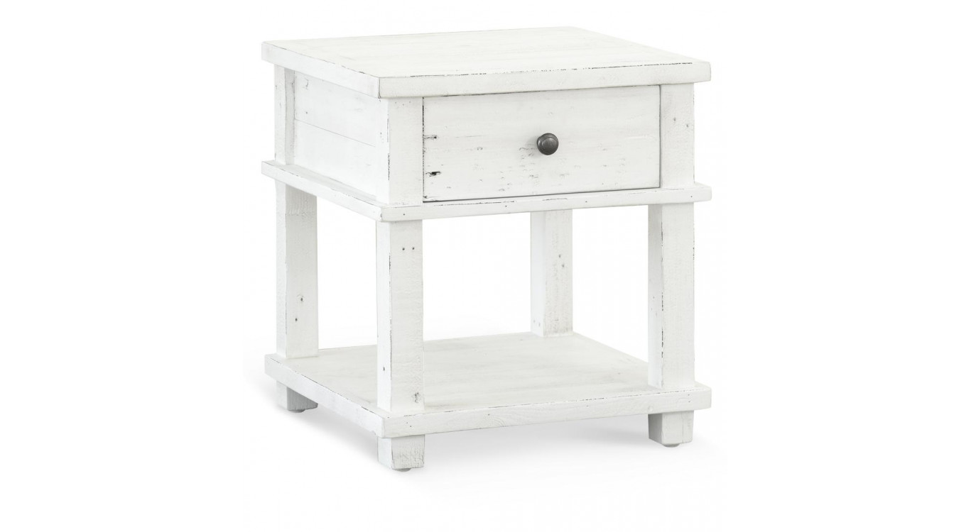 Table De Chevet 1 Tiroir Bois Blanc 50x50x55cm