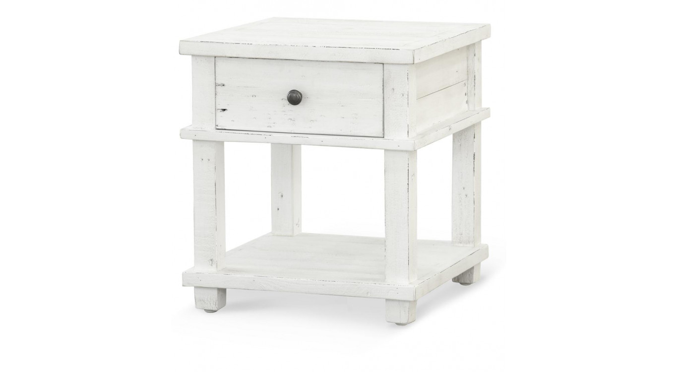 Table De Chevet 1 Tiroir Bois Blanc 50x50x55cm