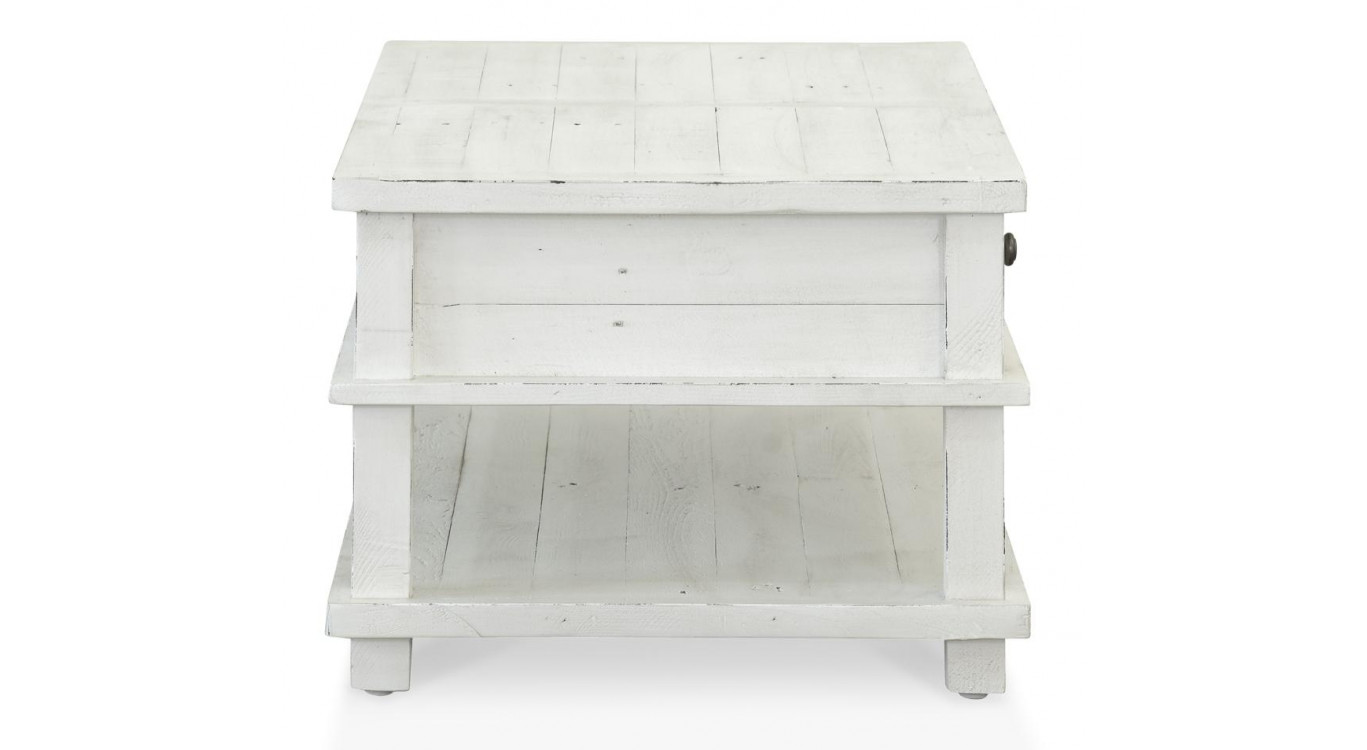 Table Basse 2 Tiroirs Bois Blanc 120x60x45cm