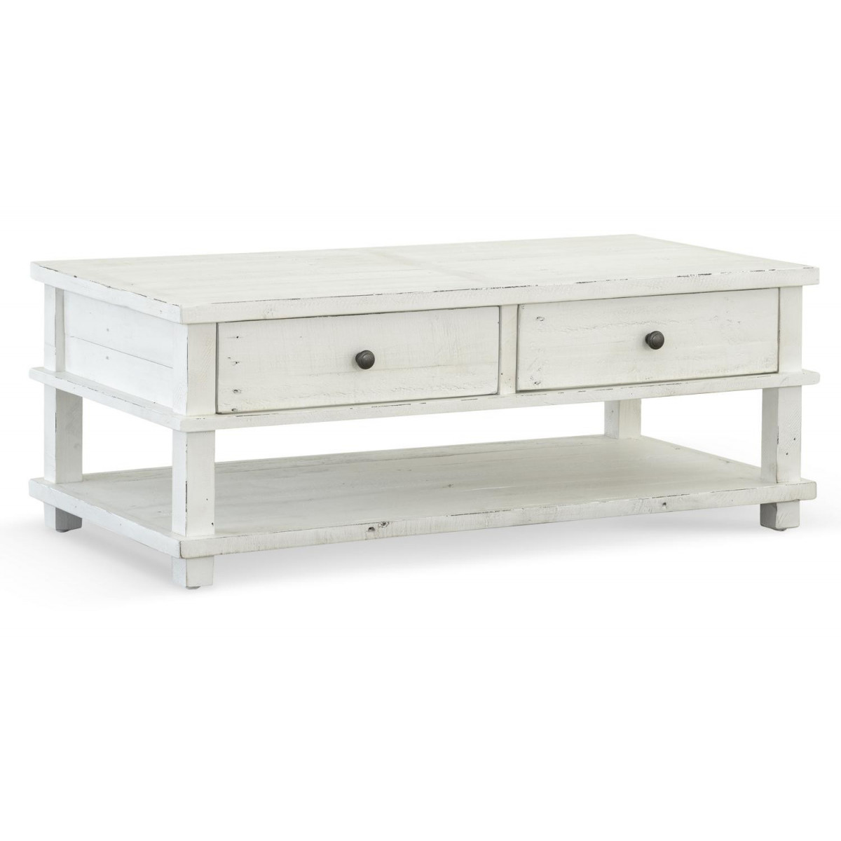 Table Basse 2 Tiroirs Bois Blanc 120x60x45cm