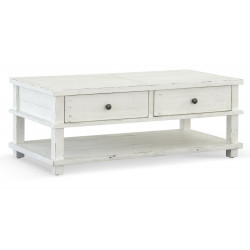 Table Basse 2 Tiroirs Bois Blanc 120x60x45cm