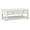 Table Basse 2 Tiroirs Bois Blanc 120x60x45cm