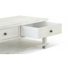 Table Basse 2 Tiroirs Bois Blanc 120x60x45cm