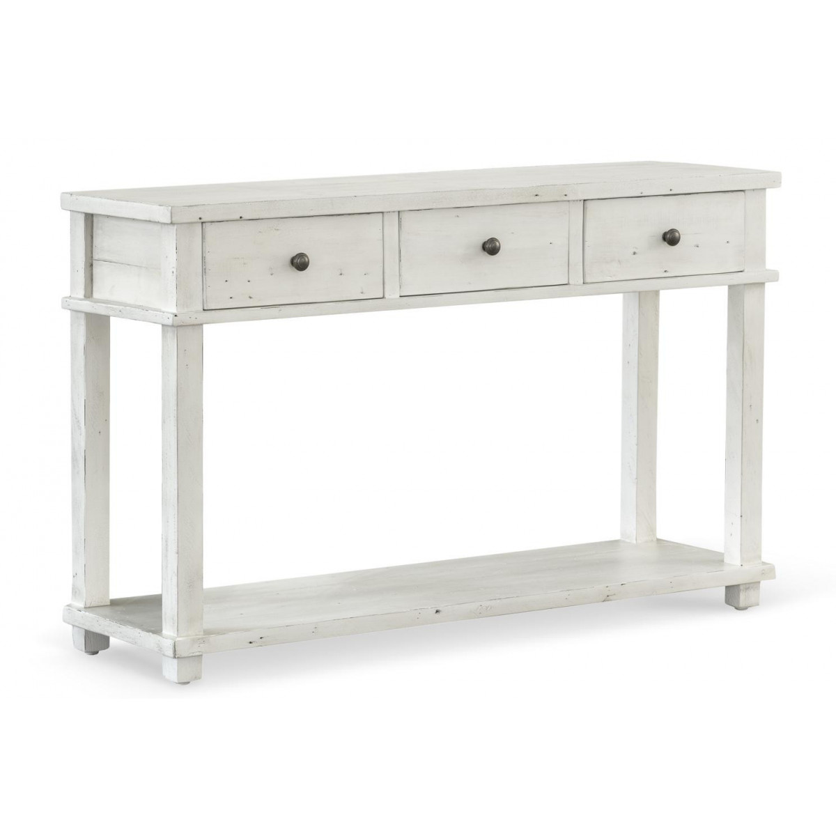 Console 3 Tiroirs Bois Blanc 128x38x80cm