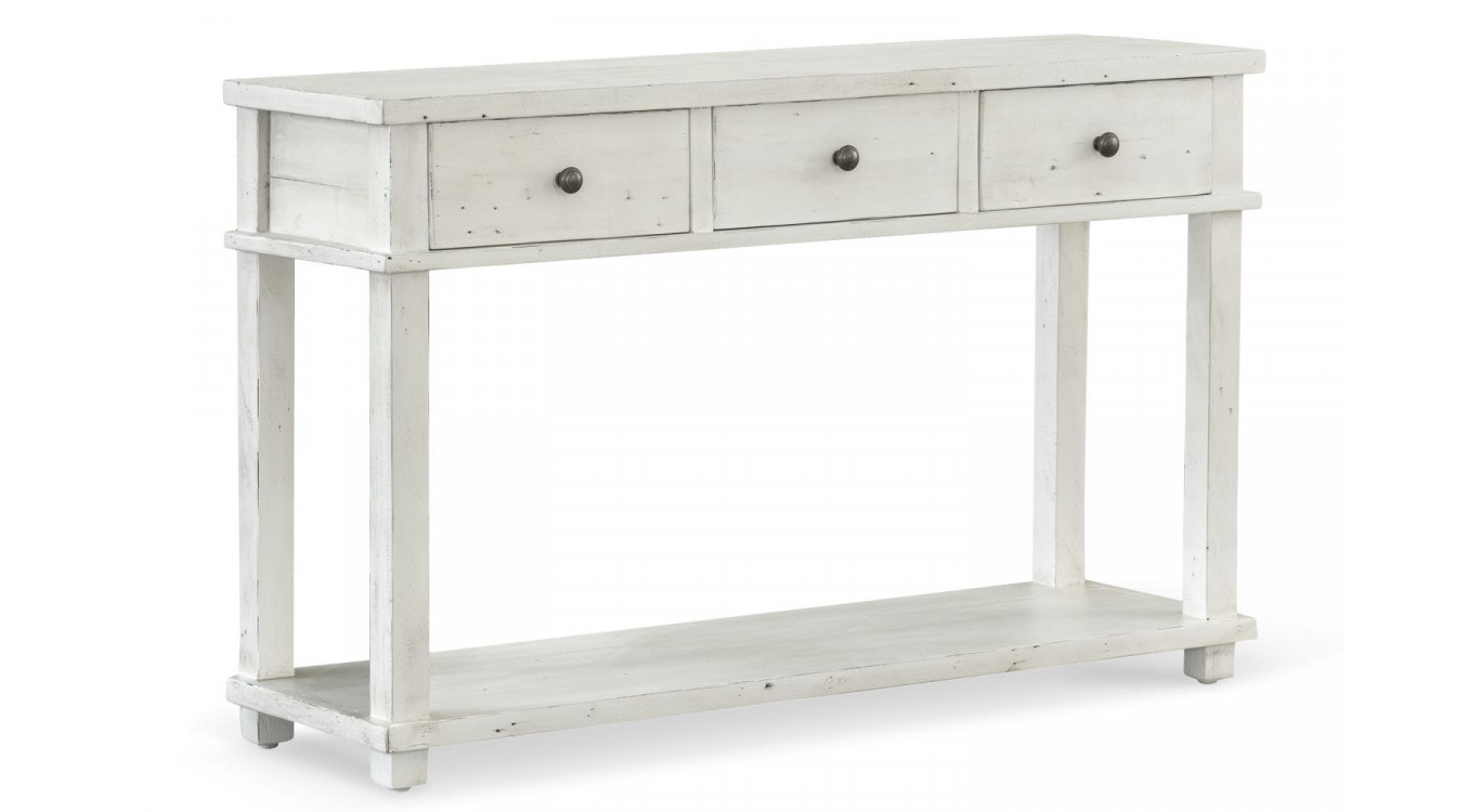 Console 3 Tiroirs Bois Blanc 128x38x80cm