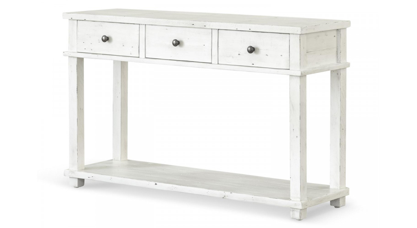 Console 3 Tiroirs Bois Blanc 128x38x80cm