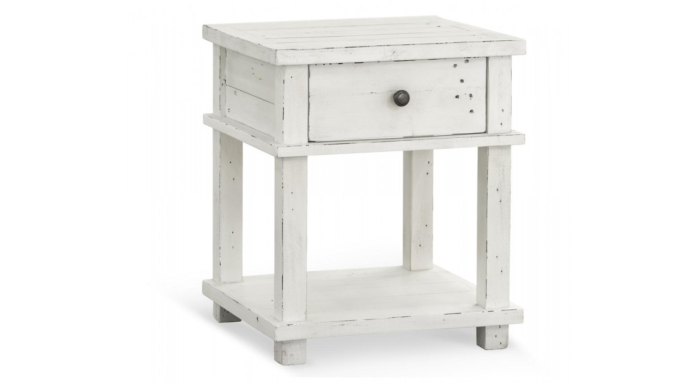 Table De Chevet 1 Tiroir Bois Blanc 50x45x60cm