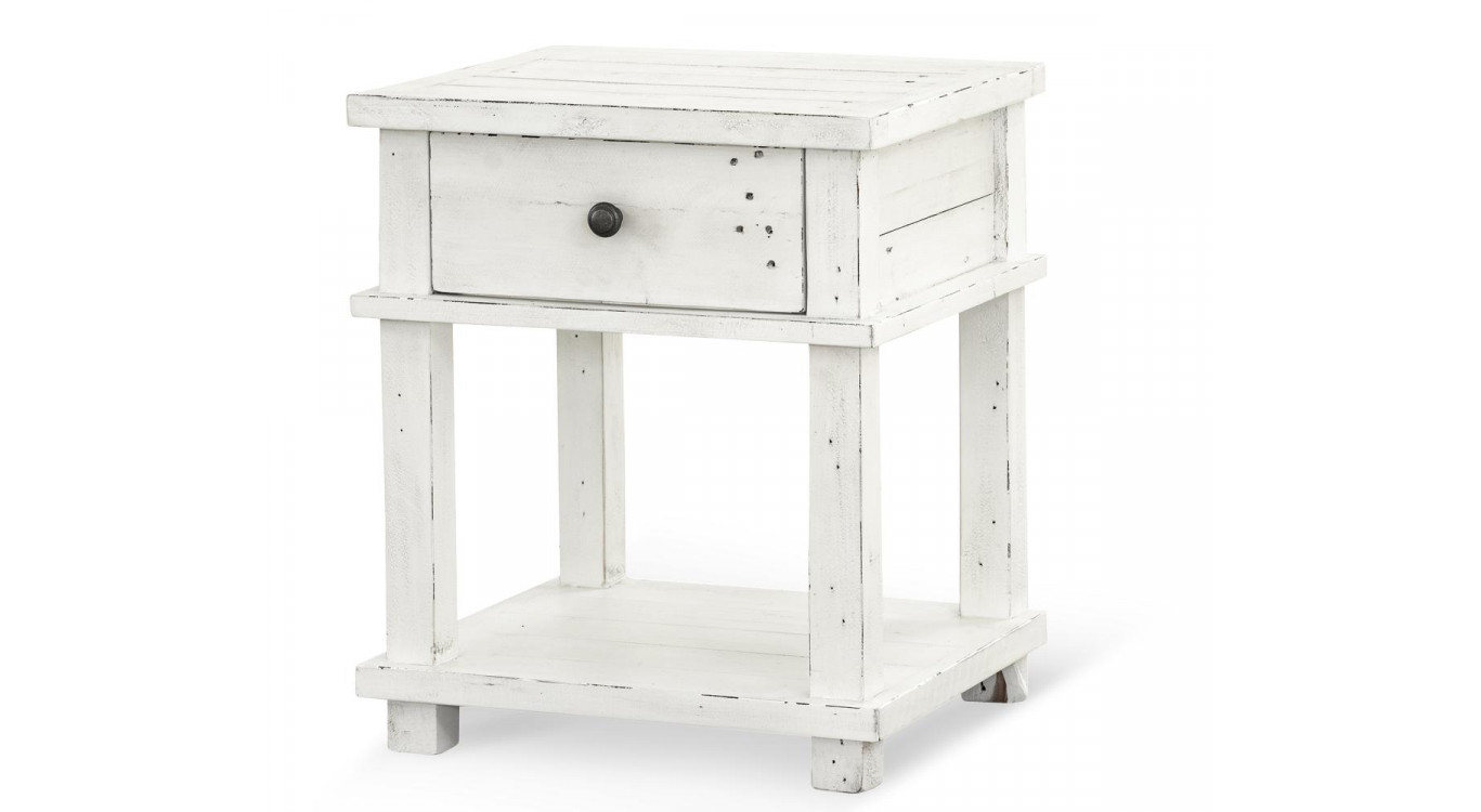 Table De Chevet 1 Tiroir Bois Blanc 50x45x60cm