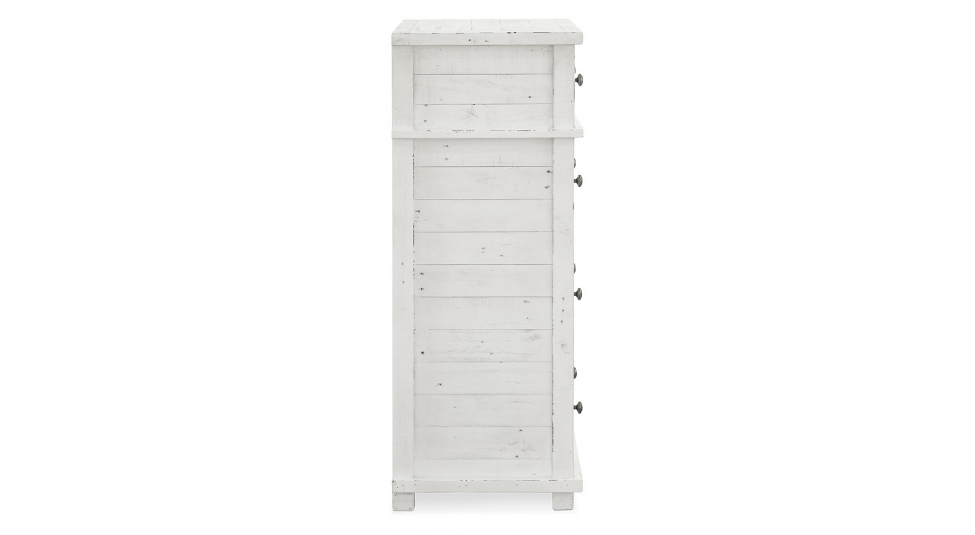 Commode 4 Tiroirs Bois Blanc 90x45x115cm