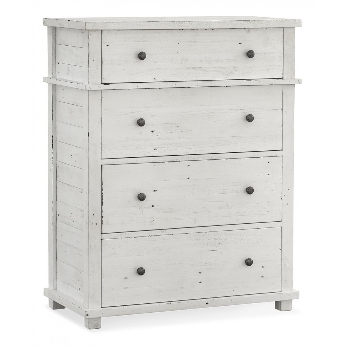 Commode 4 Tiroirs Bois Blanc 90x45x115cm