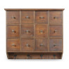 Etagère Murale Semainier Chiffonnier Grainetier Bois 12 Tiroirs 58x13x51cm