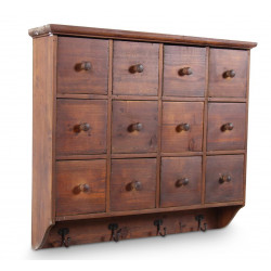 Etagère Murale Semainier Chiffonnier Grainetier Bois 12 Tiroirs 58x13x51cm