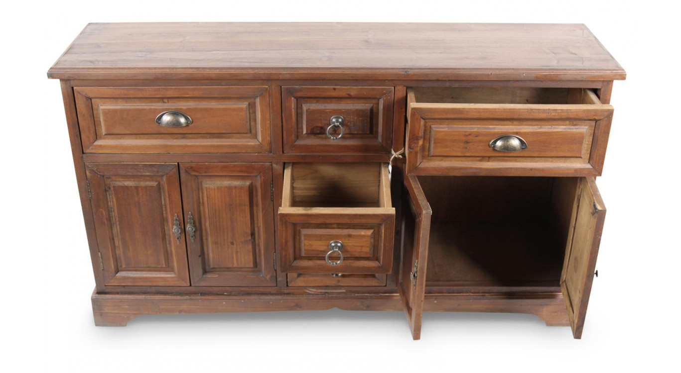 Buffet 5 Tiroirs Bois 124.5x33.5x72cm