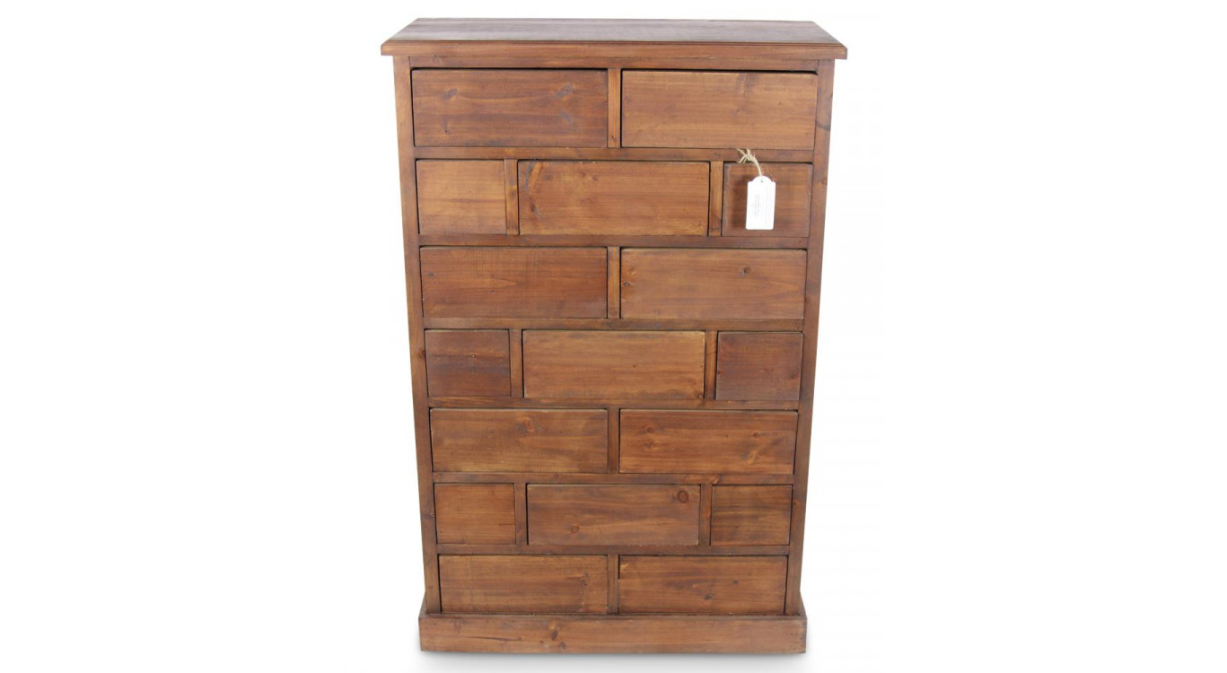 Chiffonnier 17 Schubladen Holz Nu 75.5x34x116cm